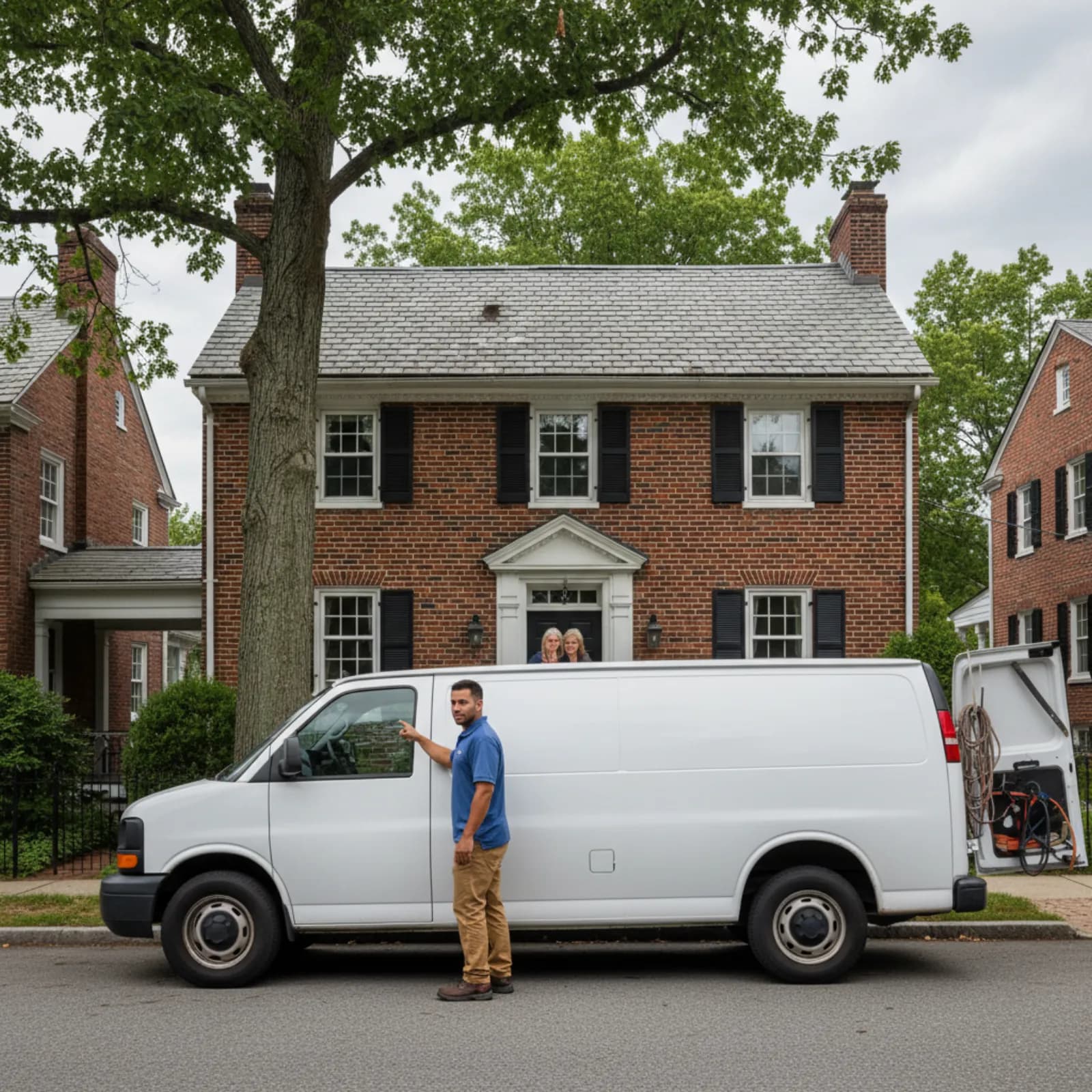 Door-to-door roofing scam scenario at a Connecticut colonial home