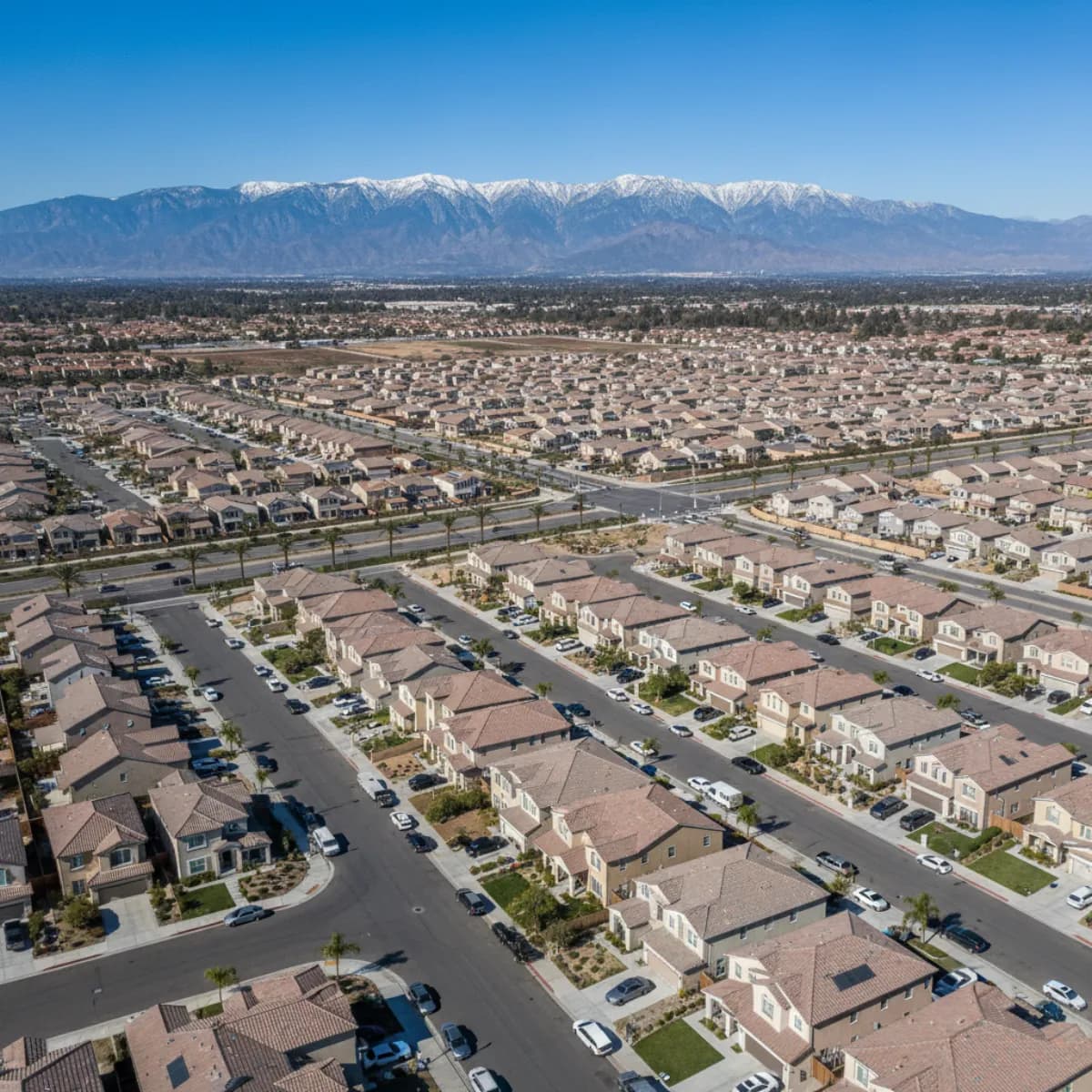 Fontana CA residential roofing with Inland Empire suburban landscape