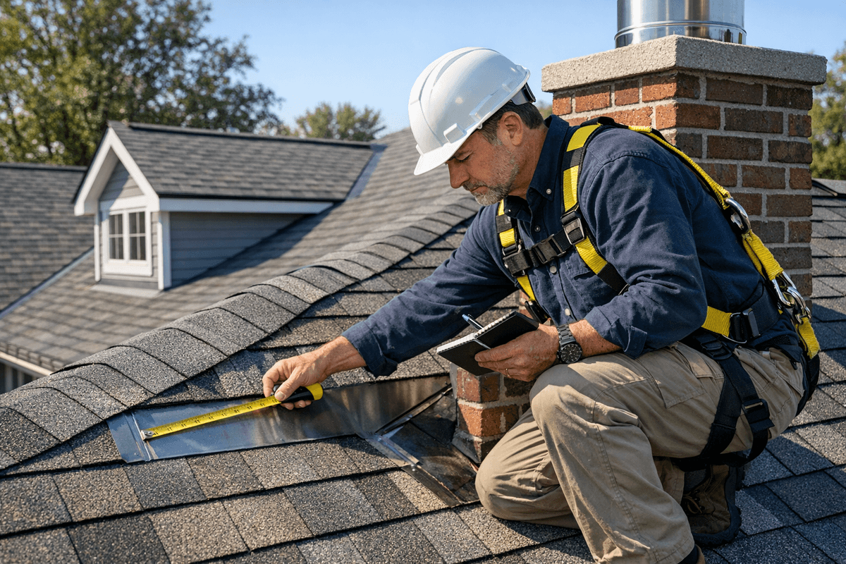 Professional roof inspector evaluating complexity